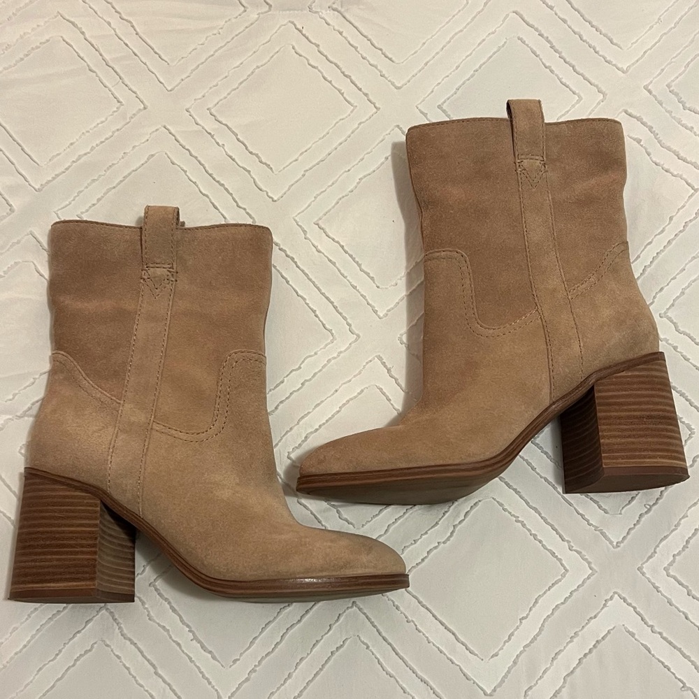 Sole Society Tan Leather Boots with Heel, Size 9